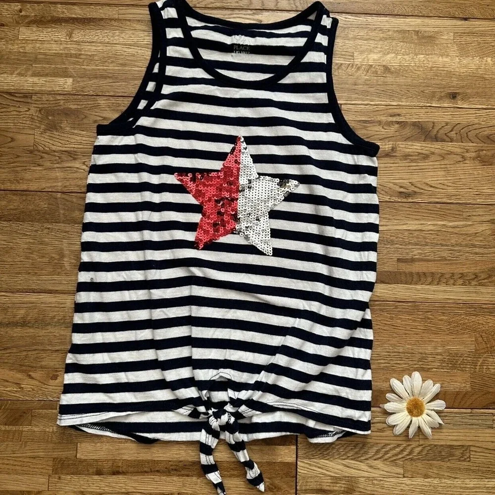 Children's Place Striped‎ Tank Top With Sequin Star Size 10/12